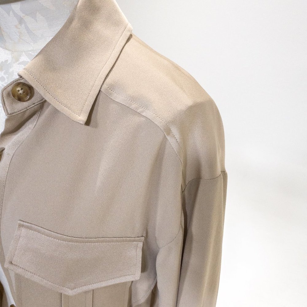 Veronica Beard M Luxe Crepe Button Down Blouse Long Sleeve Shirt Sand size 6 - Picture 6 of 16